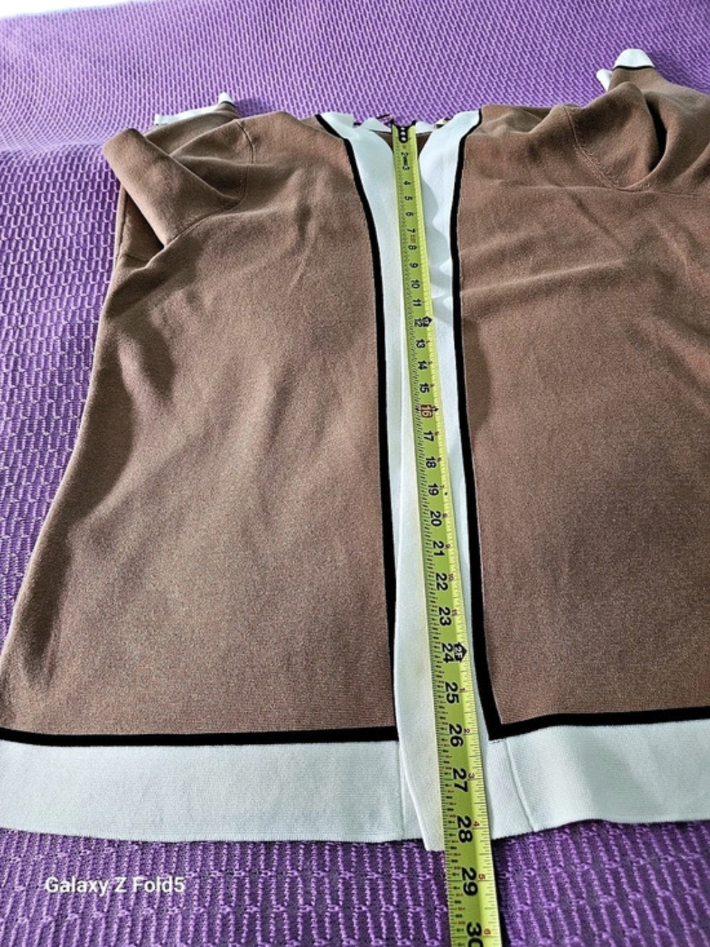 Talbots Cotton Colorblock Open Front Cardigan Brown & White 2XP - Picture 10 of 10